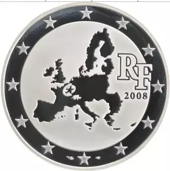 Монета 1/2 евро Франции 2008 года Серебро 50 лет Европейскому парламенту