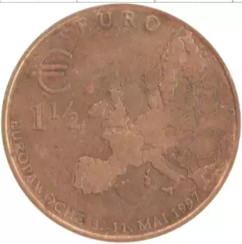 Монета 1/2 евро Германии 1997 года Бронза UNUSUAL