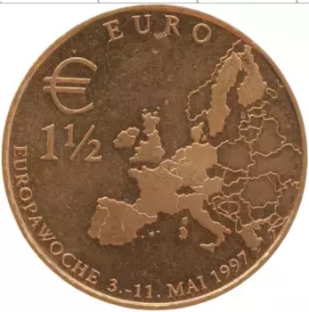 Монета 1/2 евро Германии 1997 года Бронза UNUSUAL