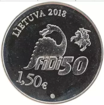 Монета 1/2 евро Литвы 2018 года Медно-никель FIDI 50
