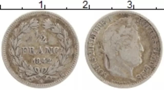 Монета 1/2 франка Франции 1842 года Серебро Луи Филипп I