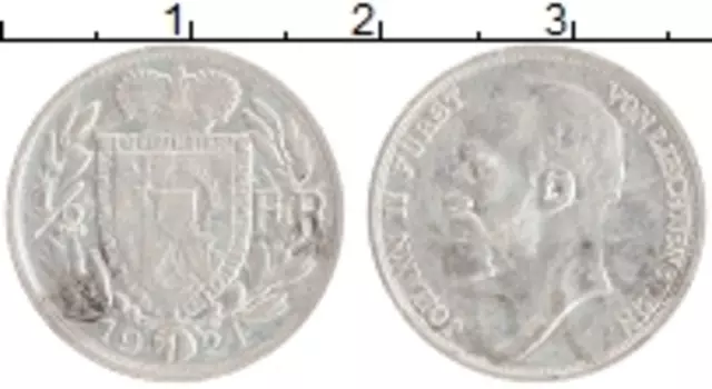 Монета 1/2 франка Лихтенштейна 1924 года Серебро Йоганн II