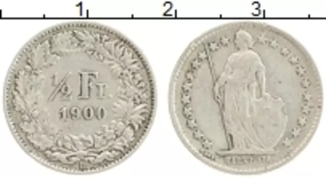 Монета 1/2 франка Швейцарии 1900 года Серебро