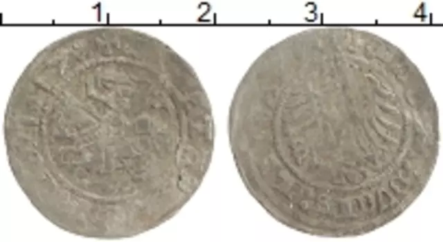 Монета 1/2 гроша Литвы 1517 года Серебро Сигизмунд I Старый