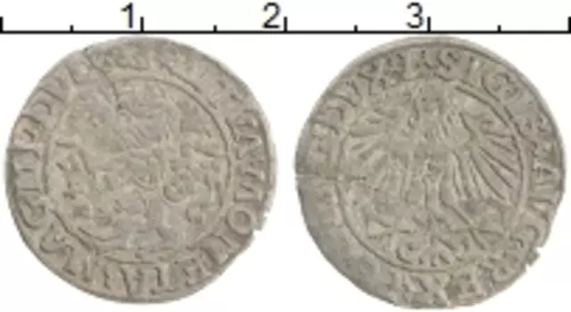 Монета 1/2 гроша Литвы 1542 года Серебро Сигизмунд I