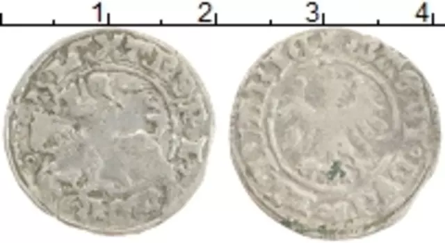 Монета 1/2 гроша Литвы Серебро 1501-1506 Александр Ягеллончик