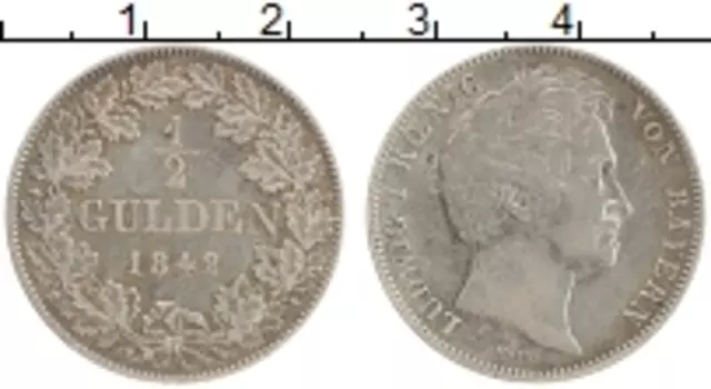 Монета 1/2 гульдена Баварии 1842 года Серебро Людвиг I
