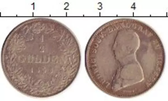 Монета 1/2 гульдена Гессен-Хомбурга 1838 года Серебро Филипп Август