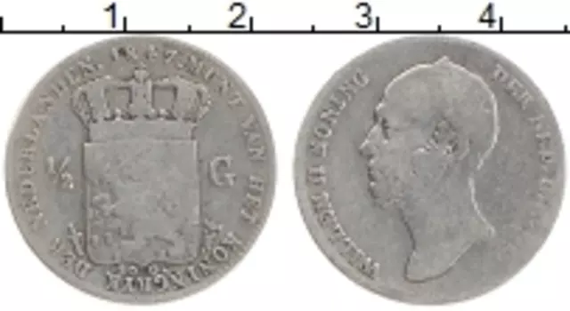 Монета 1/2 гульдена Нидерланд 1847 года Серебро Вильгельм II