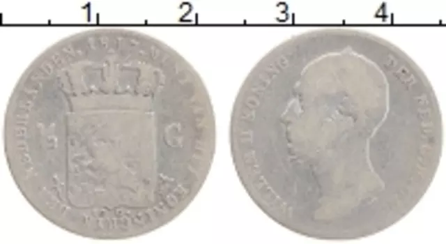 Монета 1/2 гульдена Нидерланд 1847 года Серебро Виллем II