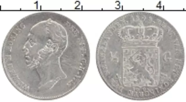 Монета 1/2 гульдена Нидерланд 1848 года Серебро Вильгельм II