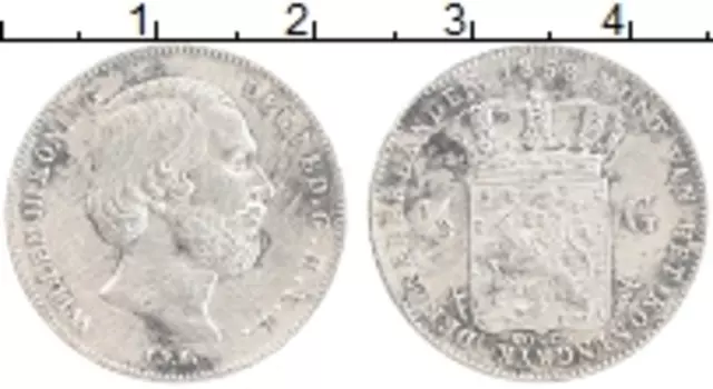 Монета 1/2 гульдена Нидерланд 1858 года Серебро Виллем III