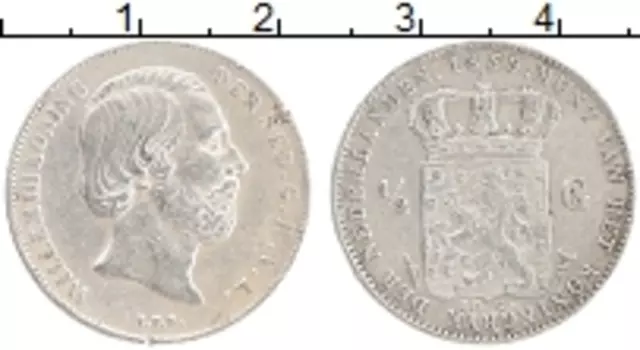 Монета 1/2 гульдена Нидерланд 1859 года Серебро Виллем III