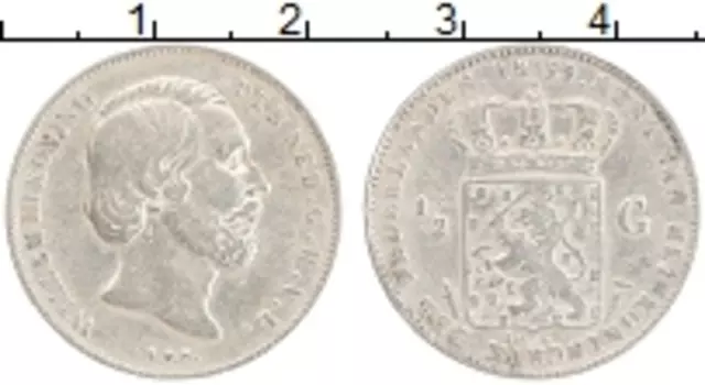 Монета 1/2 гульдена Нидерланд 1859 года Серебро Виллем III