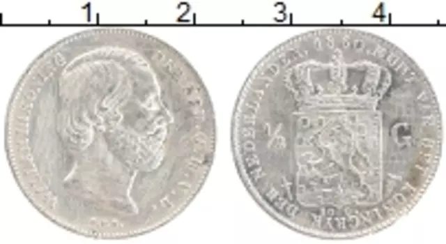 Монета 1/2 гульдена Нидерланд 1860 года Серебро Виллем III