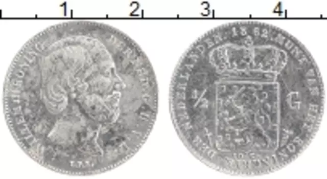 Монета 1/2 гульдена Нидерланд 1862 года Серебро Виллем III