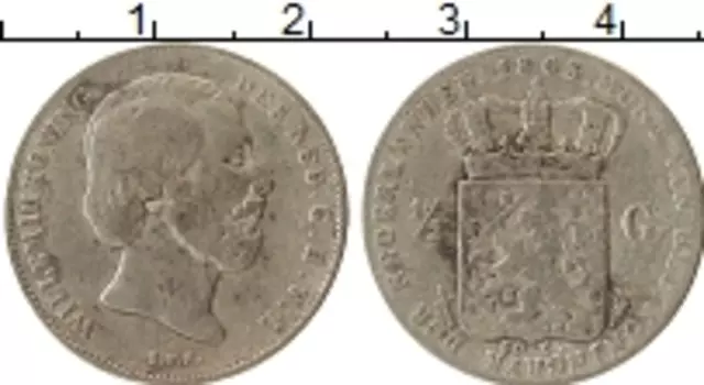 Монета 1/2 гульдена Нидерланд 1863 года Серебро Виллем III