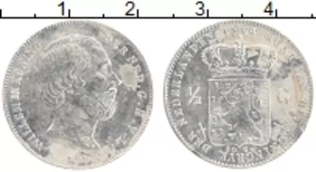 Монета 1/2 гульдена Нидерланд 1864 года Серебро Виллем III