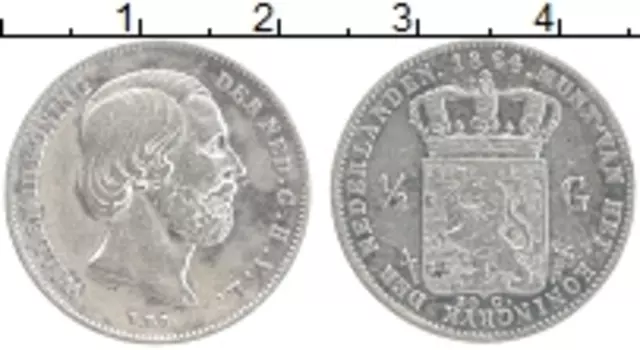 Монета 1/2 гульдена Нидерланд 1864 года Серебро Виллем III