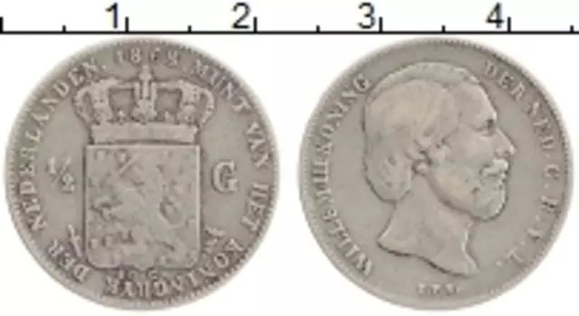 Монета 1/2 гульдена Нидерланд 1868 года Серебро Вильгельм III