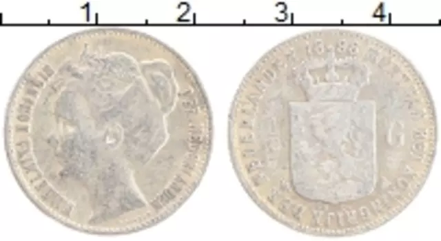 Монета 1/2 гульдена Нидерланд 1898 года Серебро Вильгельмина