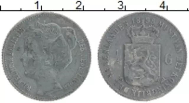 Монета 1/2 гульдена Нидерланд 1898 года Серебро Вильгельмина