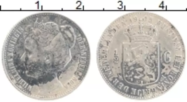 Монета 1/2 гульдена Нидерланд 1905 года Серебро Вильгельмина