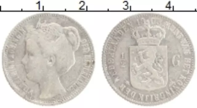 Монета 1/2 гульдена Нидерланд 1905 года Серебро Вильгельмина