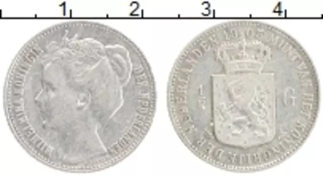 Монета 1/2 гульдена Нидерланд 1905 года Серебро Вильгельмина