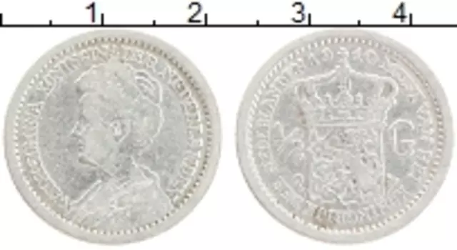 Монета 1/2 гульдена Нидерланд 1910 года Серебро Вильгельмина