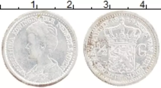 Монета 1/2 гульдена Нидерланд 1919 года Серебро Вильгельмина