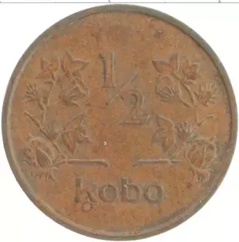 Монета 1/2 кобо Нигерии 1973 года Бронза