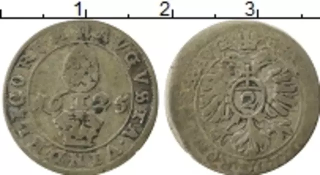 Монета 1/2 крейцера Аугсбурга 1625 года Серебро