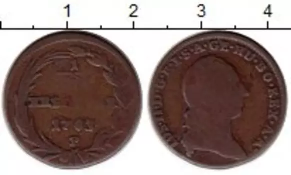 Монета 1/2 крейцера Австрии 1783 года Медь Иосиф II