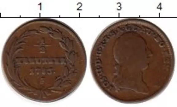Монета 1/2 крейцера Австрии 1783 года Медь Иосиф II