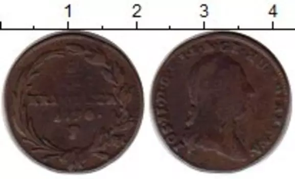 Монета 1/2 крейцера Австрии 1790 года Медь Иосиф II