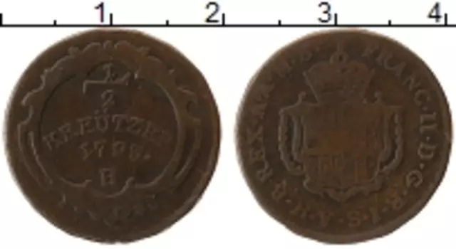 Монета 1/2 крейцера Австрии 1793 года Медь Н