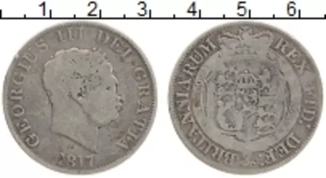 Монета 1/2 кроны Англии 1817 года Серебро Георг III