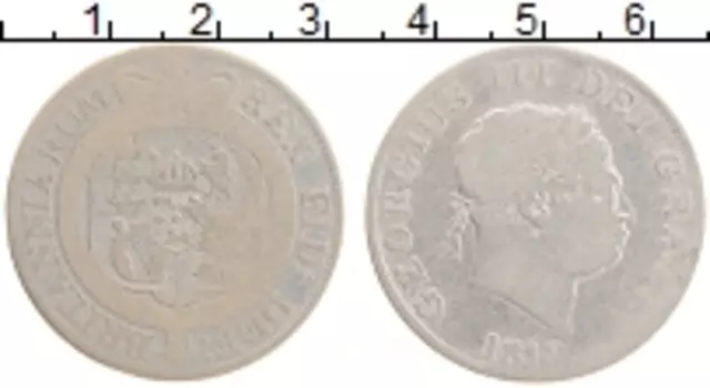 Монета 1/2 кроны Англии 1818 года Серебро Георг III
