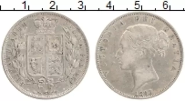 Монета 1/2 кроны Англии 1883 года Серебро Виктория