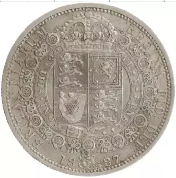 Монета 1/2 кроны Англии 1887 года Серебро Виктория