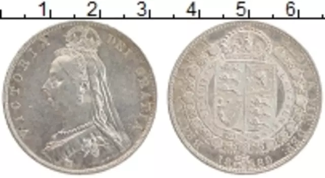 Монета 1/2 кроны Англии 1889 года Серебро Виктория