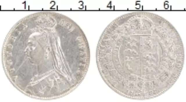 Монета 1/2 кроны Англии 1889 года Серебро Виктория
