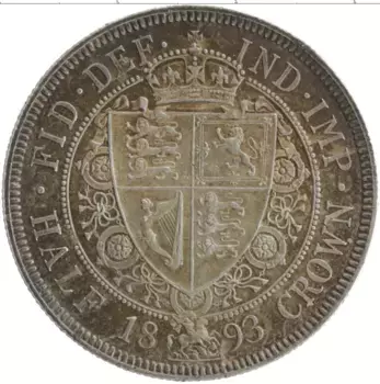 Монета 1/2 кроны Англии 1893 года Серебро Виктория
