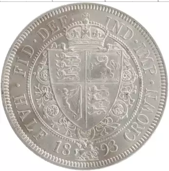 Монета 1/2 кроны Англии 1893 года Серебро Виктория