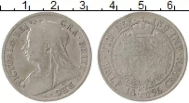 Монета 1/2 кроны Англии 1896 года Серебро Виктория