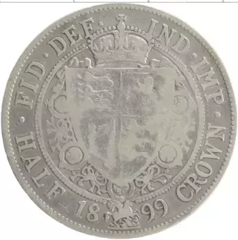 Монета 1/2 кроны Англии 1899 года Серебро Виктория