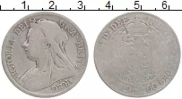 Монета 1/2 кроны Англии 1900 года Серебро Виктория