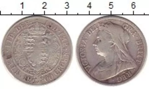 Монета 1/2 кроны Англии 1900 года Серебро Виктория