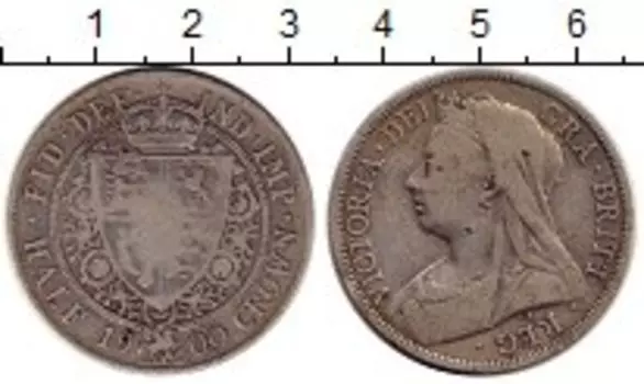 Монета 1/2 кроны Англии 1900 года Серебро Виктория